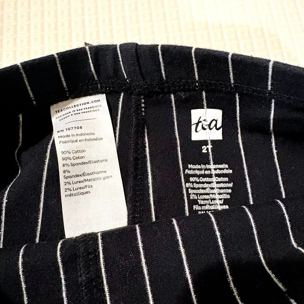 Tea Collection Yin & Yang Panda Dress w/ Sparkly Pin Striped Black Leggings